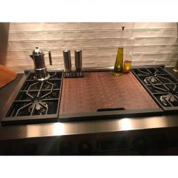 A Walnut Double Griddle Inset Cover